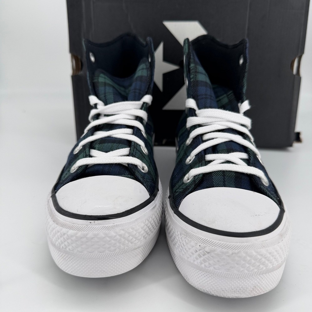 Converse CTAS Lift Hi Plaid Navy Green Platform Sneakers A13879C Womens 7.5 - Picture 7 of 10